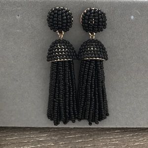 Beaded tassel earrings BLACK